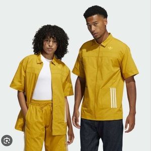 Adidas X Yara Shahidi Zip Up Seersucker Shirt Legacy Gold | Size S